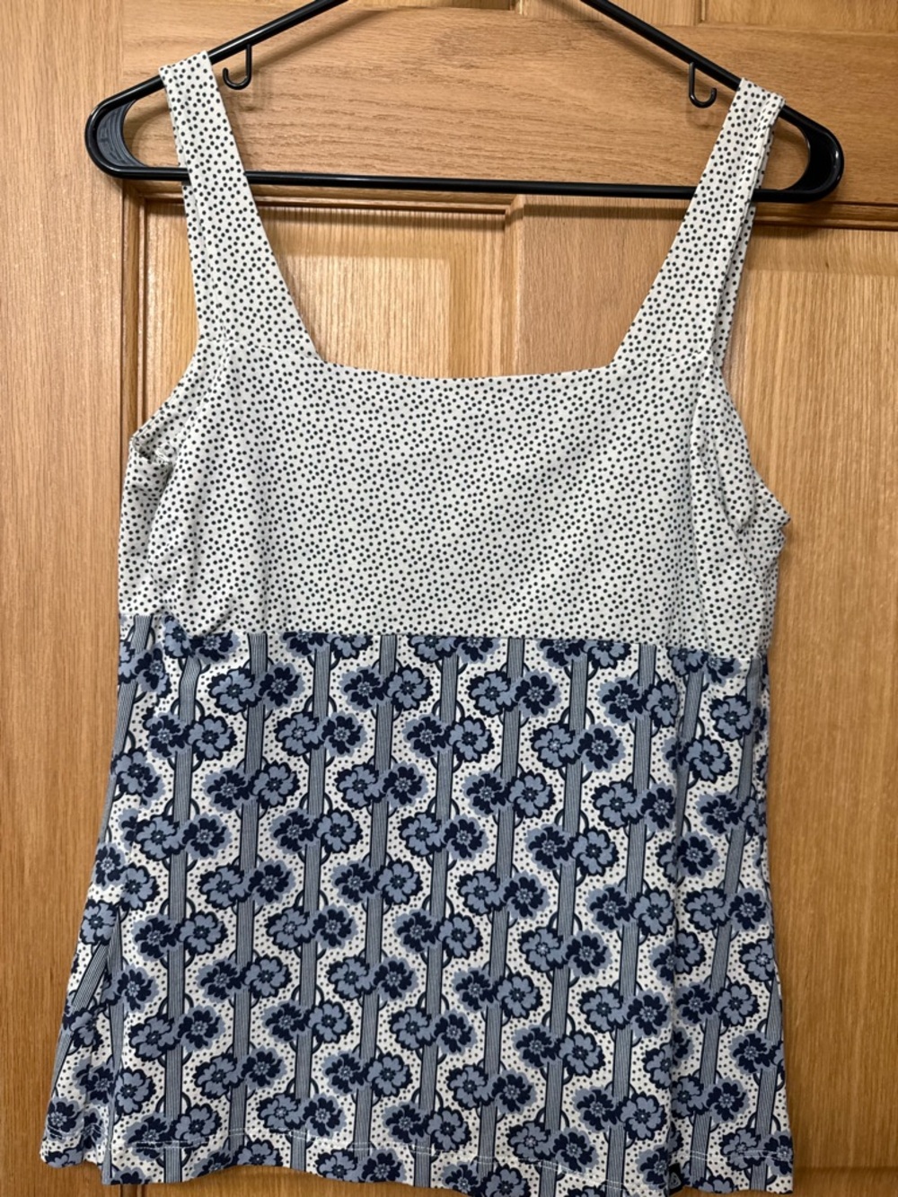 Jockey Blue and White Patterned Square-Neck Camisole